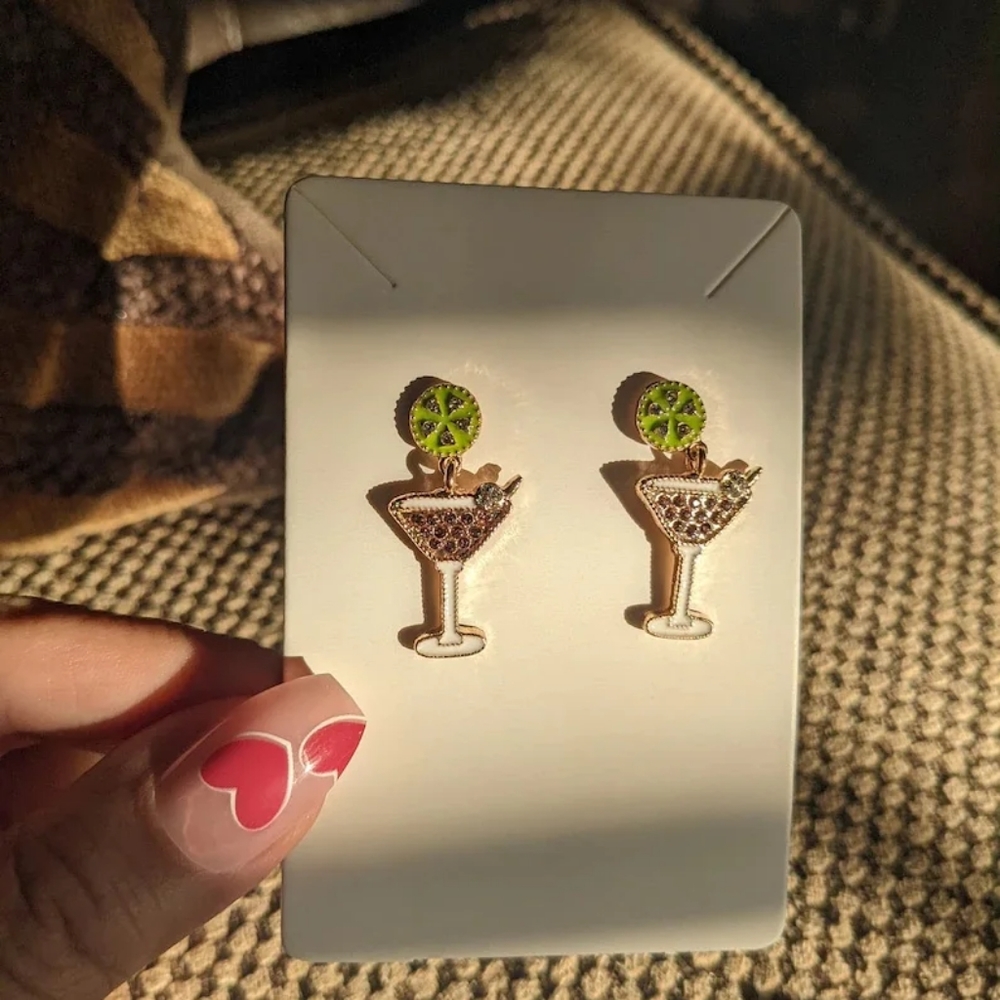 Cocktail earrings, drink earrings,
